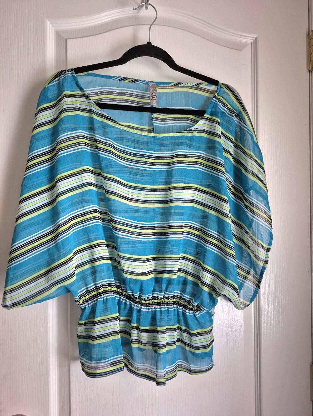 Striped Shear- Short Sleeve Women's Top